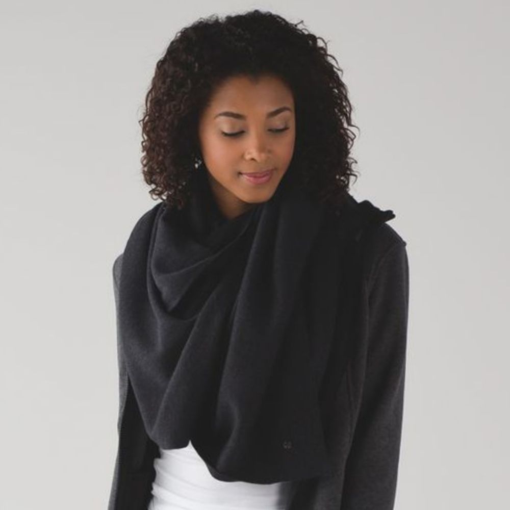 Lululemon After Asana Wrap Cashmere Blend In Heather Black